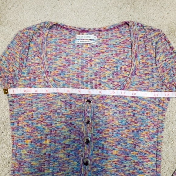 Urban Outfitters Ashton Cropped Multi-Color Cardigan Top Medium - Picture 7 of 9